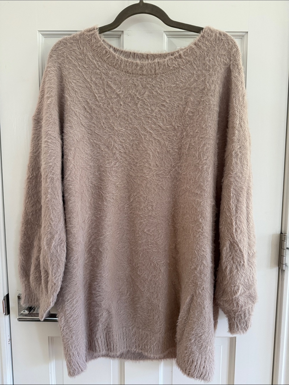 Amazon Women's Fuzzy Oversized Scoop Neck Sweater - Taupe